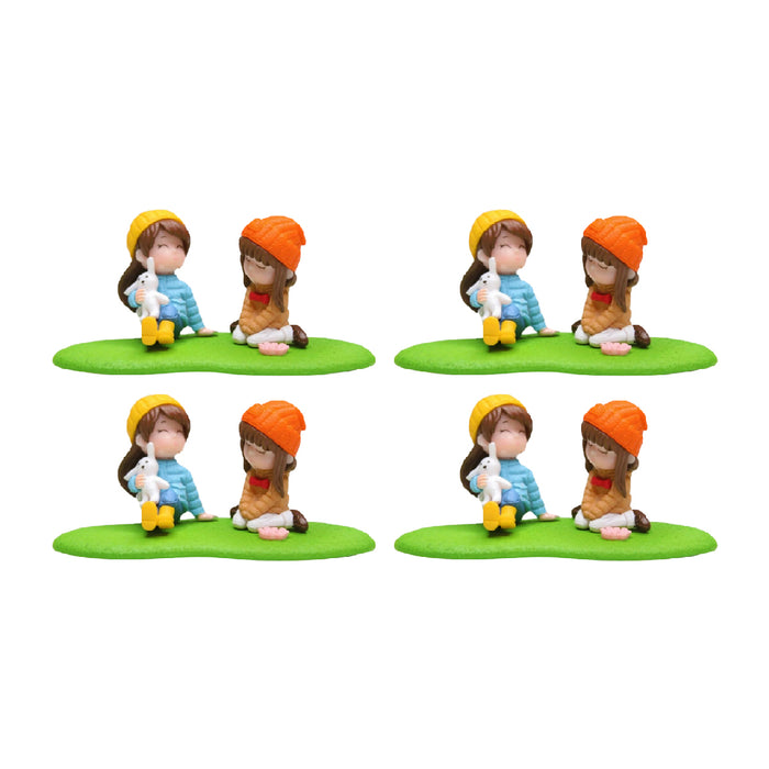 Wonderland imported miniatures ( pack of 4 ) girls on grass