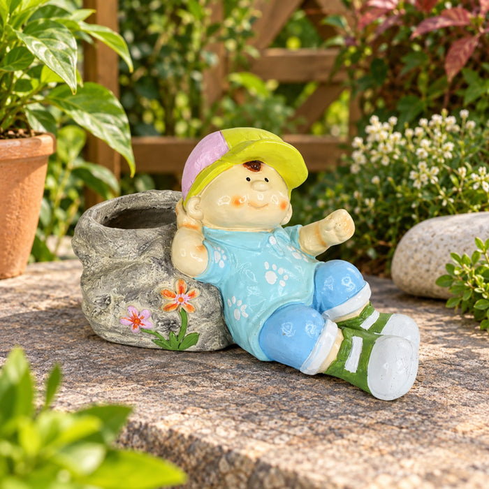 Boy Stone Planter for Garden and Balcony Decoration