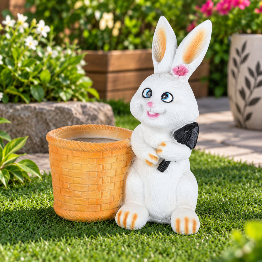 Bunny with Basket Planter Garden and Balcony Decoration