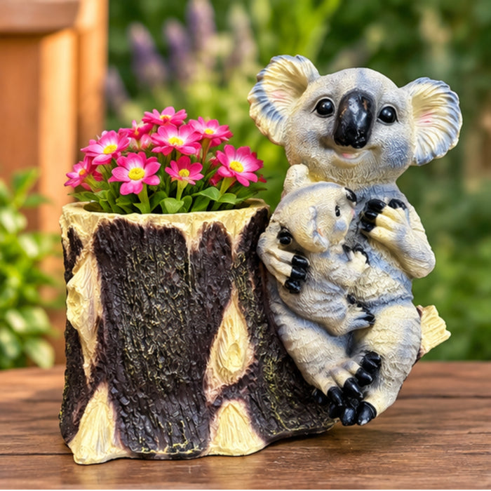 Mother and Baby Decorative Koala wih Trunk Pot- Material Resin