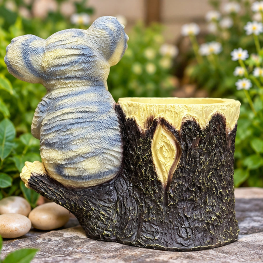 Mother and Baby Decorative Koala wih Trunk Pot- Material Resin