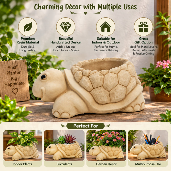 Tortoise Pot/Planters (Buddha Statue, Monk Statue, Garden Statue, Outdoor décor, Resin décor) (Feng Shui Items, Zen Garden)