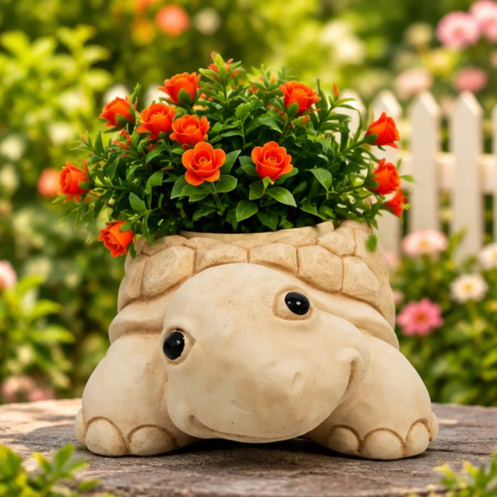 Tortoise Pot/Planters (Buddha Statue, Monk Statue, Garden Statue, Outdoor décor, Resin décor) (Feng Shui Items, Zen Garden)