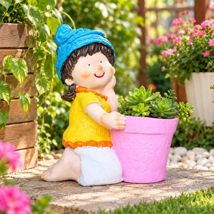 Girl Shape Pot(10 inch) for Outdoor and Indoor Decor (Pink)