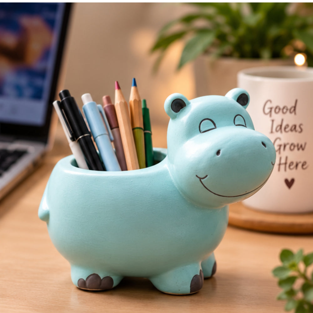 5 inch Adorable Hippo Ceramic Succulent Planter (Plant Not Included)