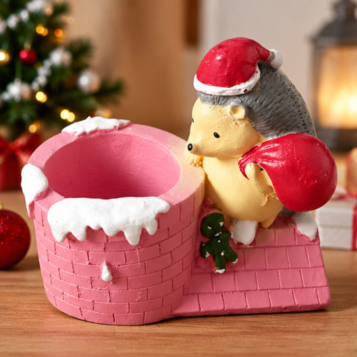 Hedgehog in Santa Hat Planter  / Mini Succulent Planter- Material - Resin