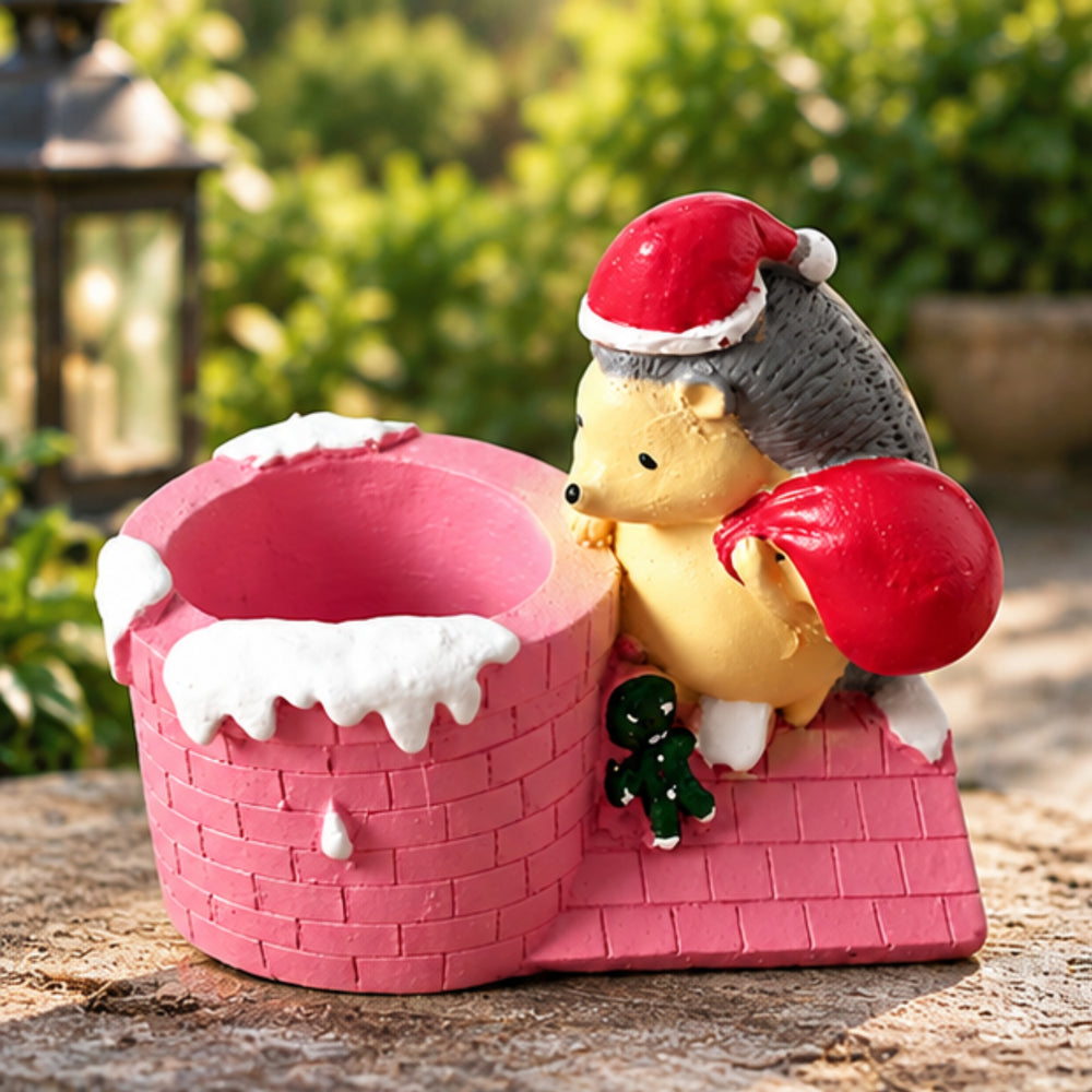Hedgehog in Santa Hat Planter  / Mini Succulent Planter- Material - Resin