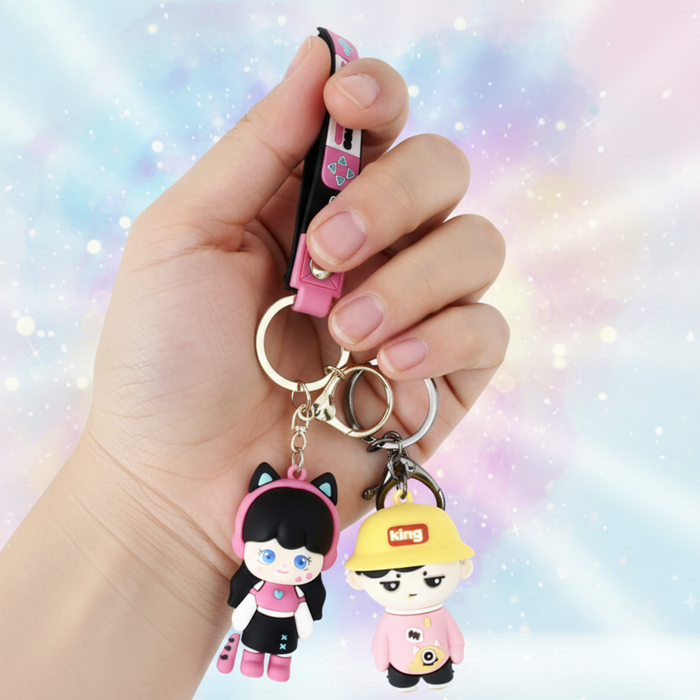 Wonderland Kawaii style ( set of 2) Cartoon Couple Keychains Keyrings for Bags & Keys