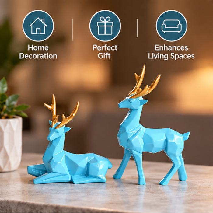 Modern Geometric Deer Statues