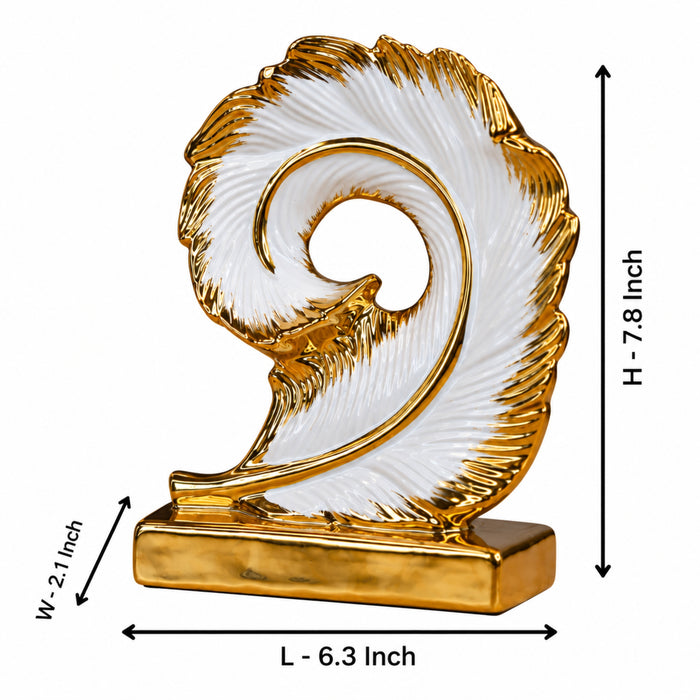 Golden Spiral Feather Figurine | Elegant Decorative Home Accent