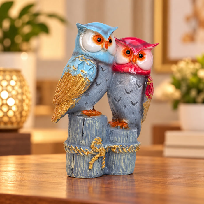 Owl Couple Figurine Statue for Home Decor and Gifting