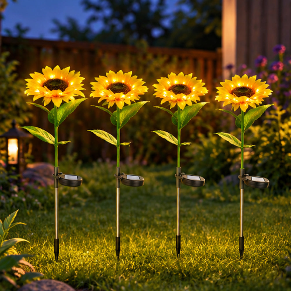 Solar Sunflower Garden Stake Lights (Set of 4)