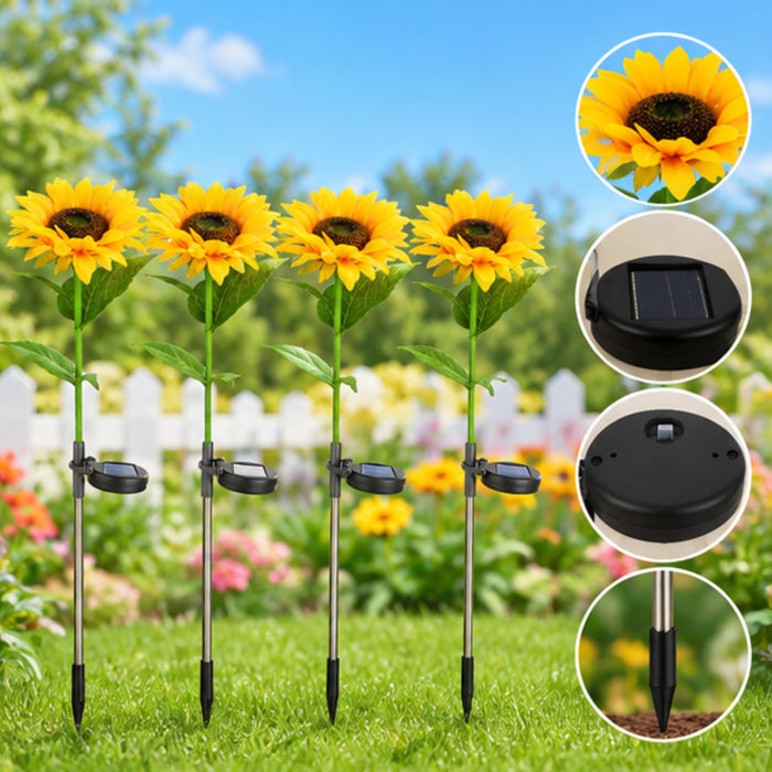Solar Sunflower Garden Stake Lights (Set of 4)