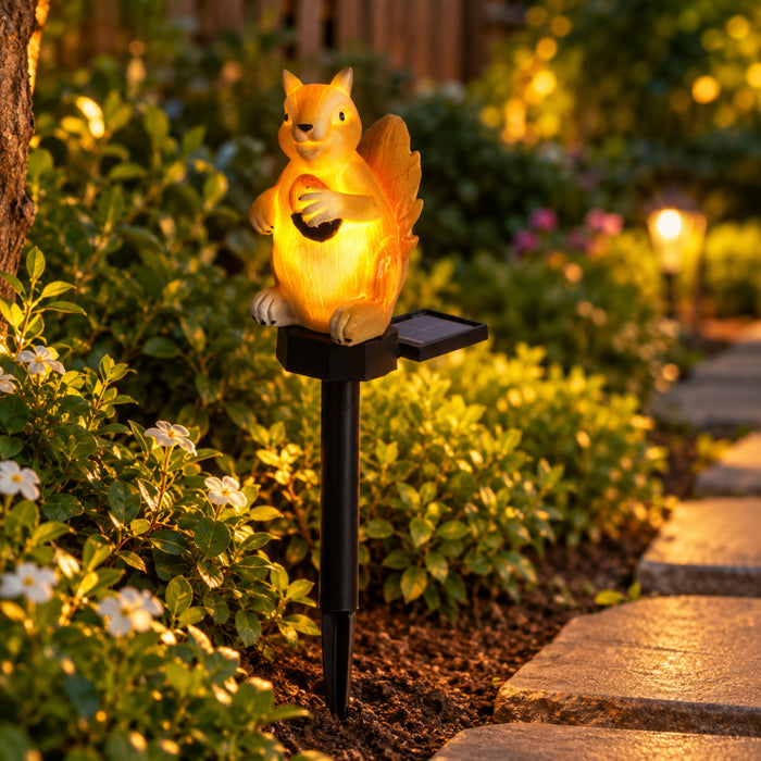 Solar Squirrel Garden Stake Lights, Set of 2 –