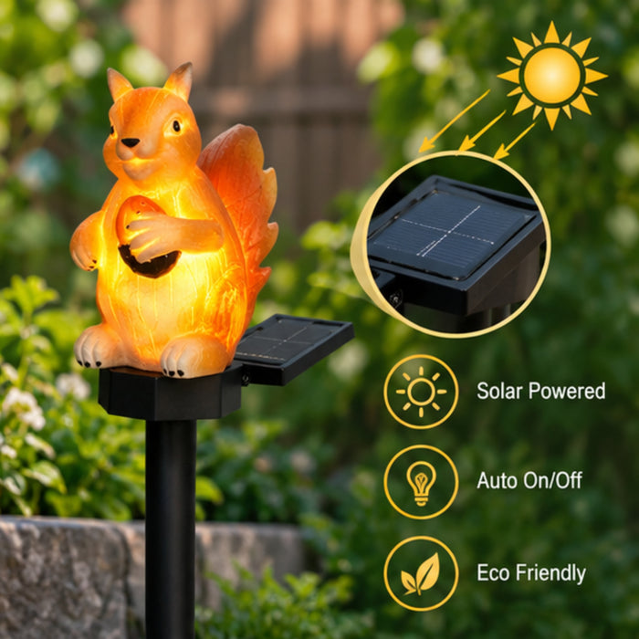 Solar Squirrel Garden Stake Lights, Set of 2 –
