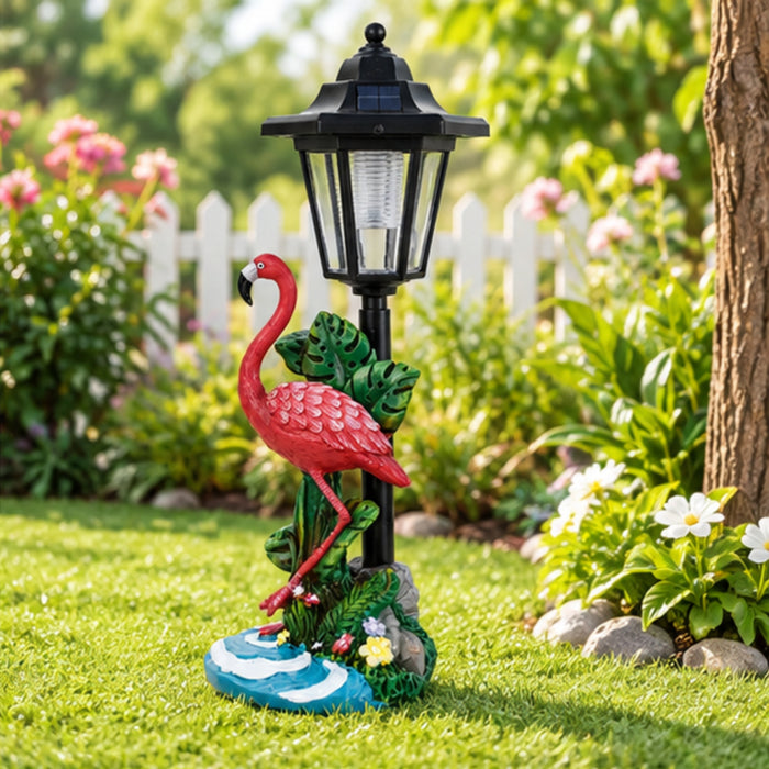 Solar Powered Flamingo Garden Statue with LED Lamp Solar Light