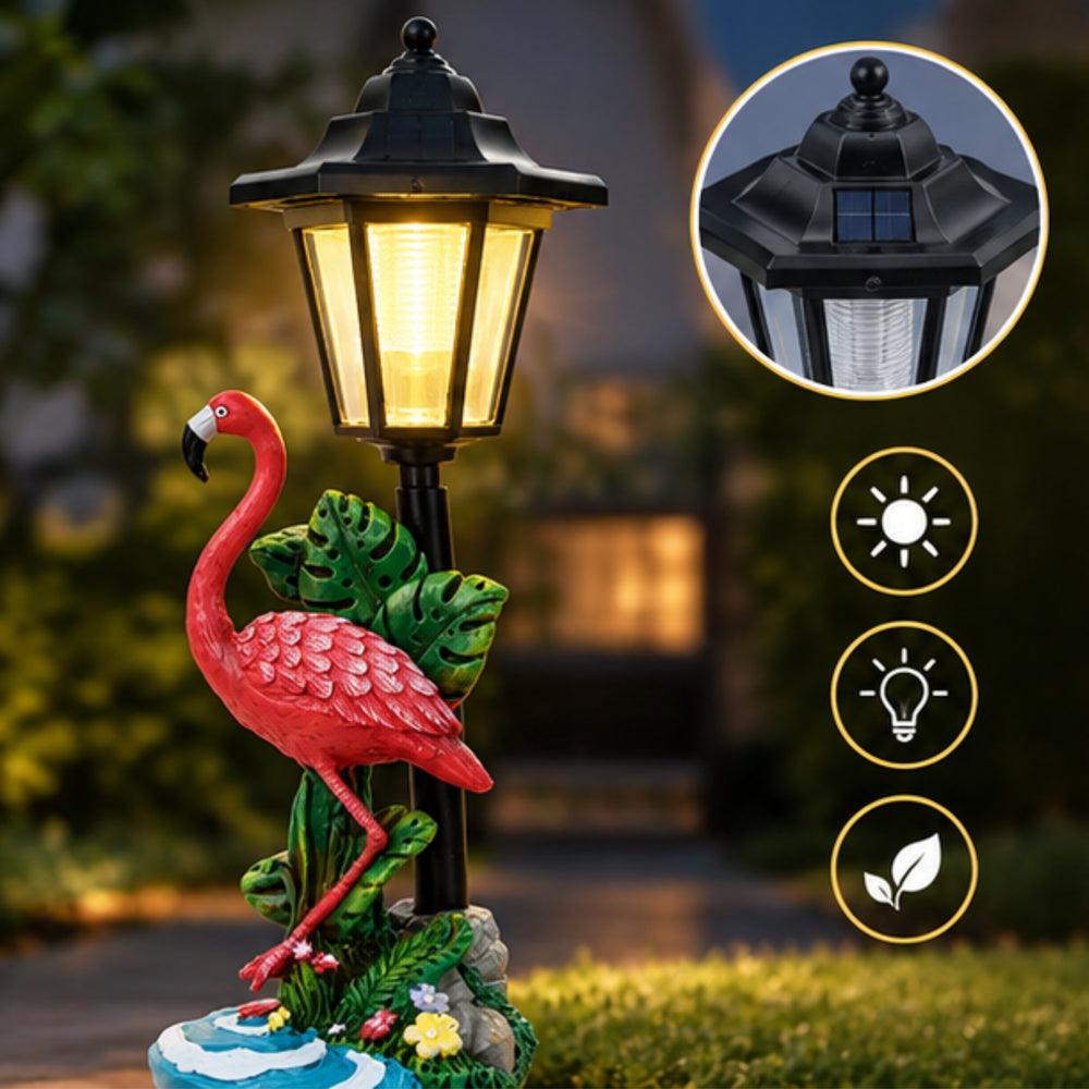 Solar Powered Flamingo Garden Statue with LED Lamp Solar Light