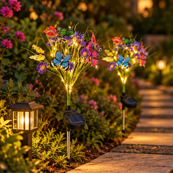 Solar Butterfly Garden Lights - Set of 2 Waterproof Outdoor Decorative Stakes