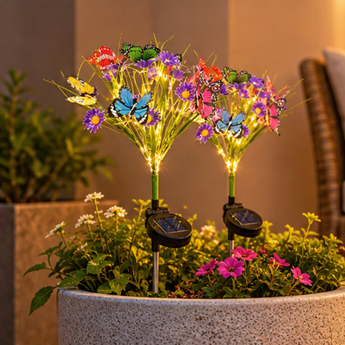 Solar Butterfly Garden Lights - Set of 2 Waterproof Outdoor Decorative Stakes