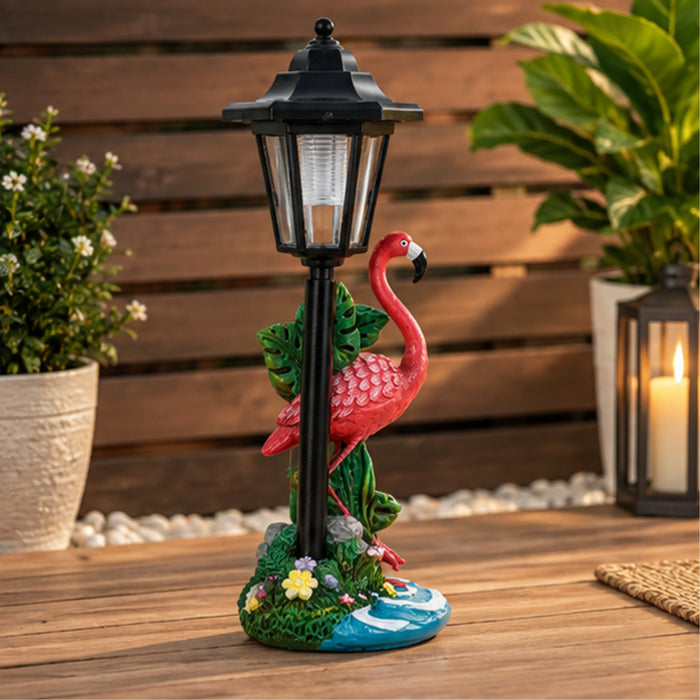Solar Powered Flamingo Garden Statue with LED Lamp Solar Light