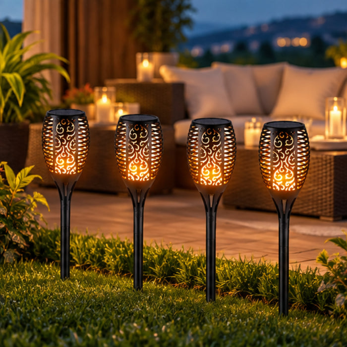 Solar Mashall Flame Torch 4-Pack – Flickering LED Waterproof Pathway Lights