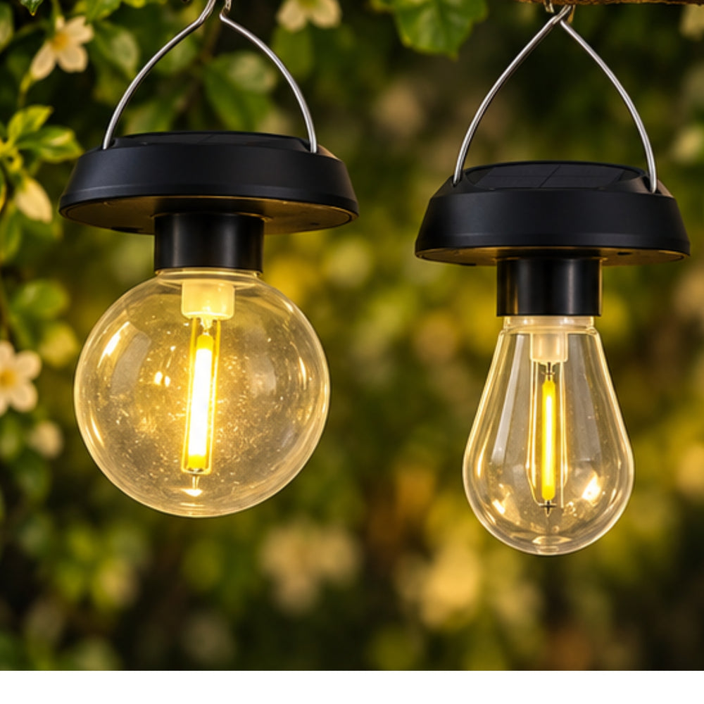 Portable Solar Hanging LED Bulbs with Integrated Hooks (Set of 3) – Outdoor & Garden Decor Lighting