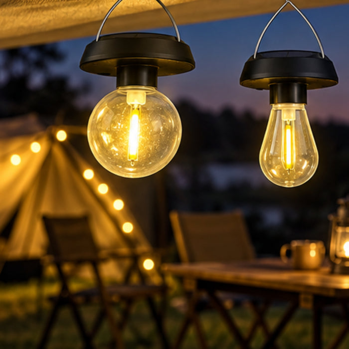 Portable Solar Hanging LED Bulbs with Integrated Hooks (Set of 3) – Outdoor & Garden Decor Lighting