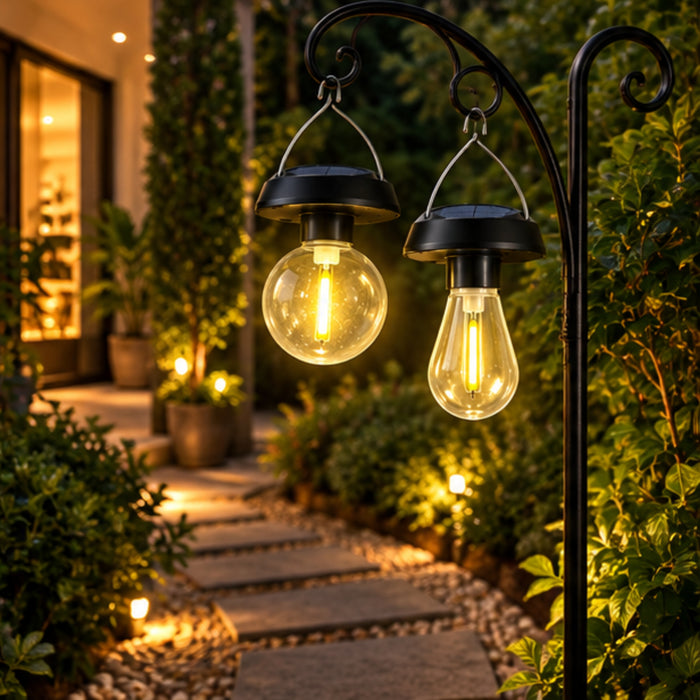Portable Solar Hanging LED Bulbs with Integrated Hooks (Set of 3) – Outdoor & Garden Decor Lighting