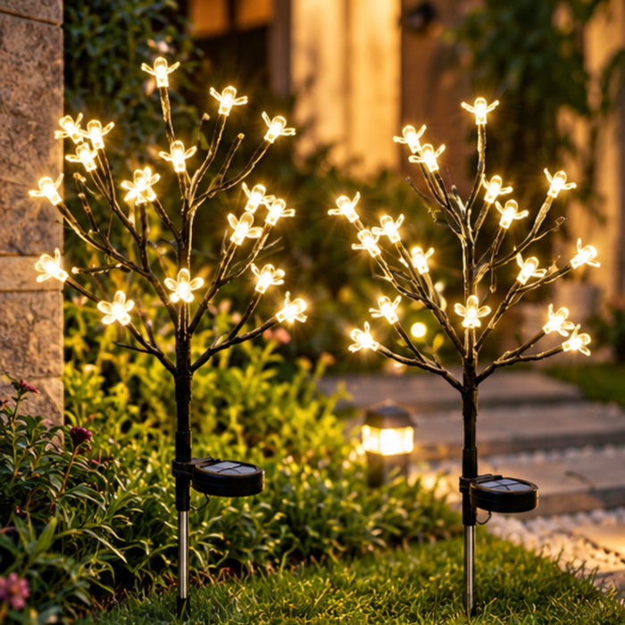 Solar Blossom Tree Garden Stakes (Set of 2) – Warm White LED Outdoor Landscape Lights
