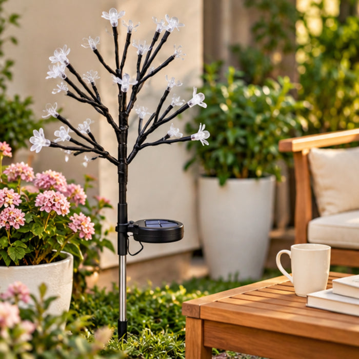 Solar Blossom Tree Garden Stakes (Set of 2) – Warm White LED Outdoor Landscape Lights