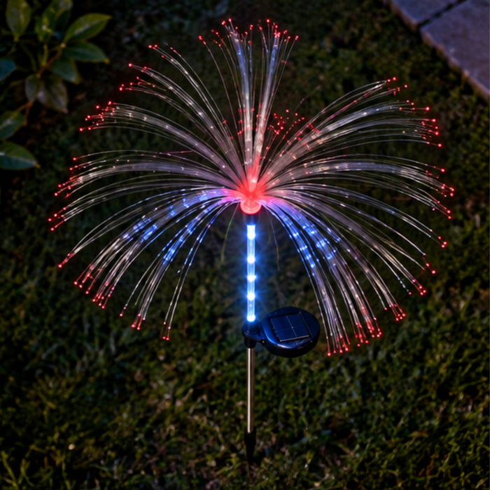 Solar-Powered Fiber Optic Jellyfish Garden Lights – Auto Color Changing Outdoor LED Stakes
