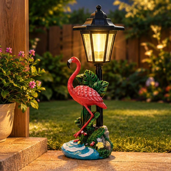 Solar Powered Flamingo Garden Statue with LED Lamp Solar Light