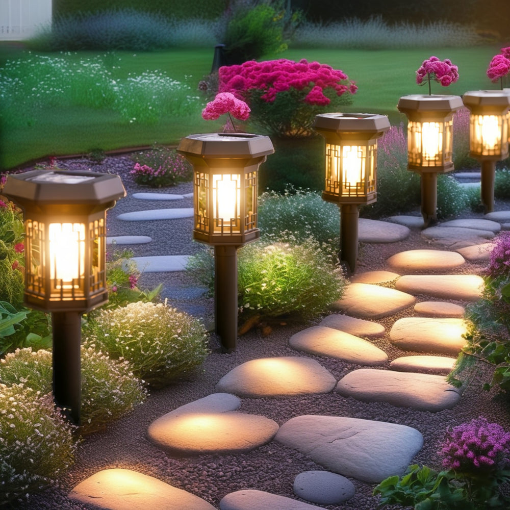 Weatherproof LED Solar Pathway Lights – Vintage Garden Stake Lanterns (Set of 4)