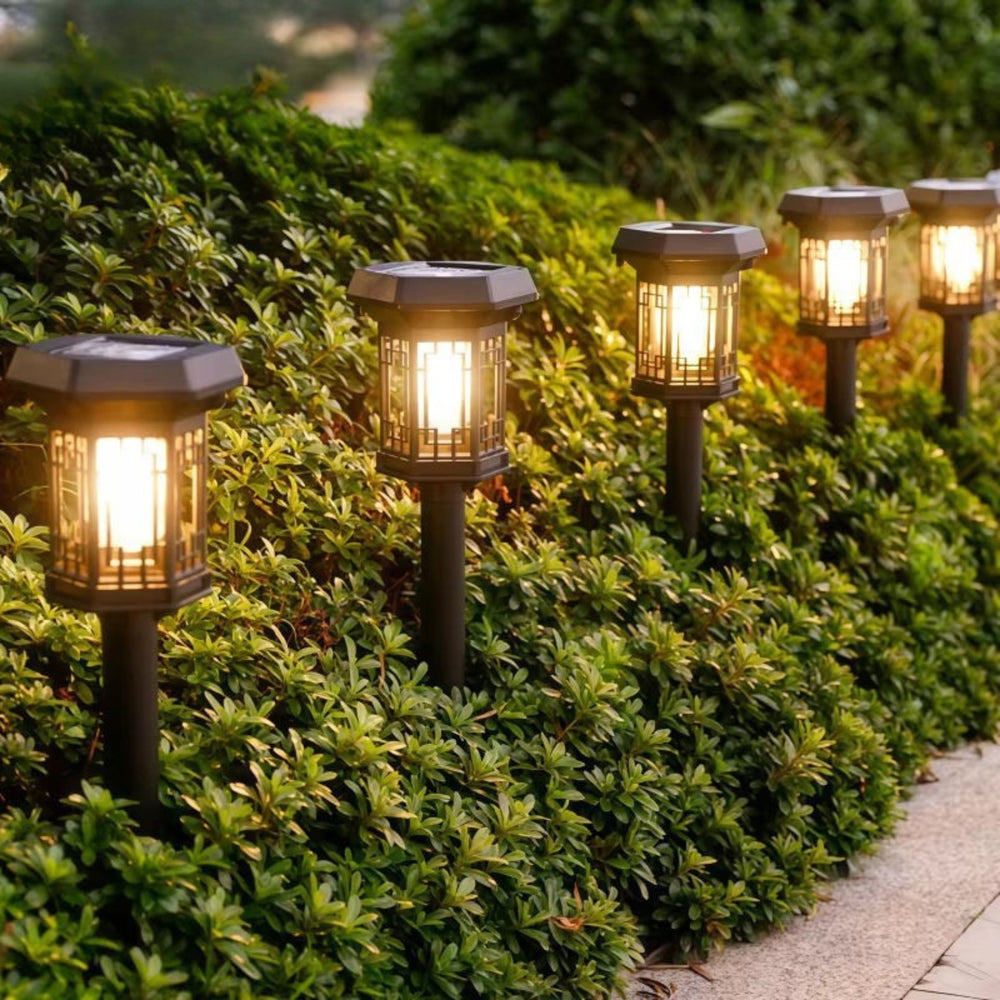 Weatherproof LED Solar Pathway Lights – Vintage Garden Stake Lanterns (Set of 4)