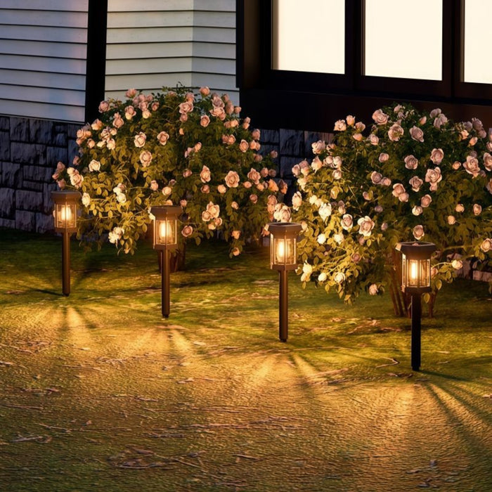 Weatherproof LED Solar Pathway Lights – Vintage Garden Stake Lanterns (Set of 4)