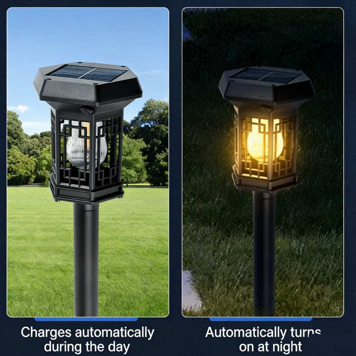 Weatherproof LED Solar Pathway Lights – Vintage Garden Stake Lanterns (Set of 2)