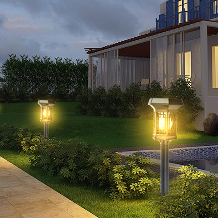 Weatherproof LED Solar Pathway Lights – Vintage Garden Stake Lanterns (Set of 2)