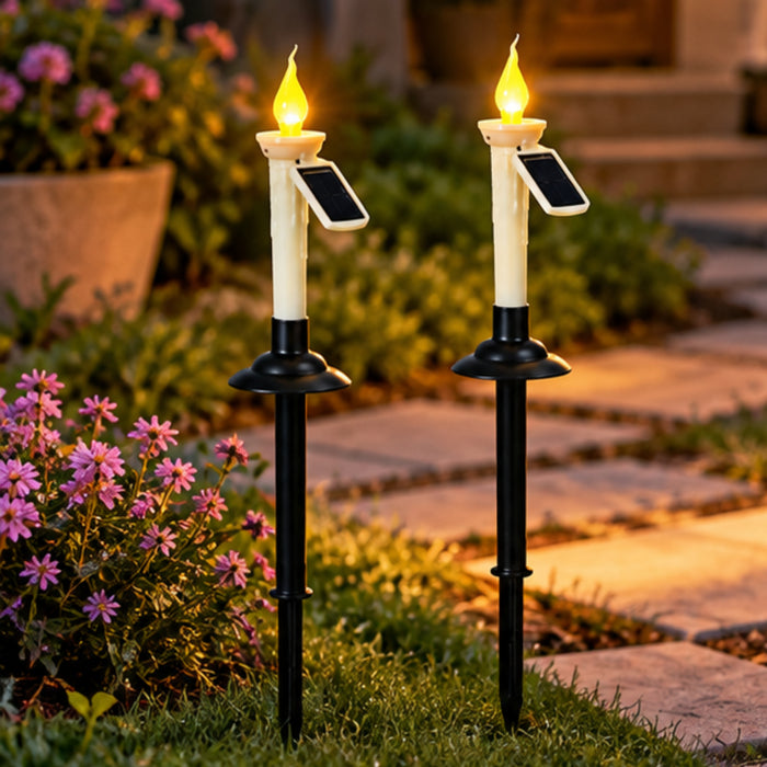 Solar-Powered Flame Candle Garden Stakes (Set of 2) – LED Outdoor Pathway & Landscape Lighting