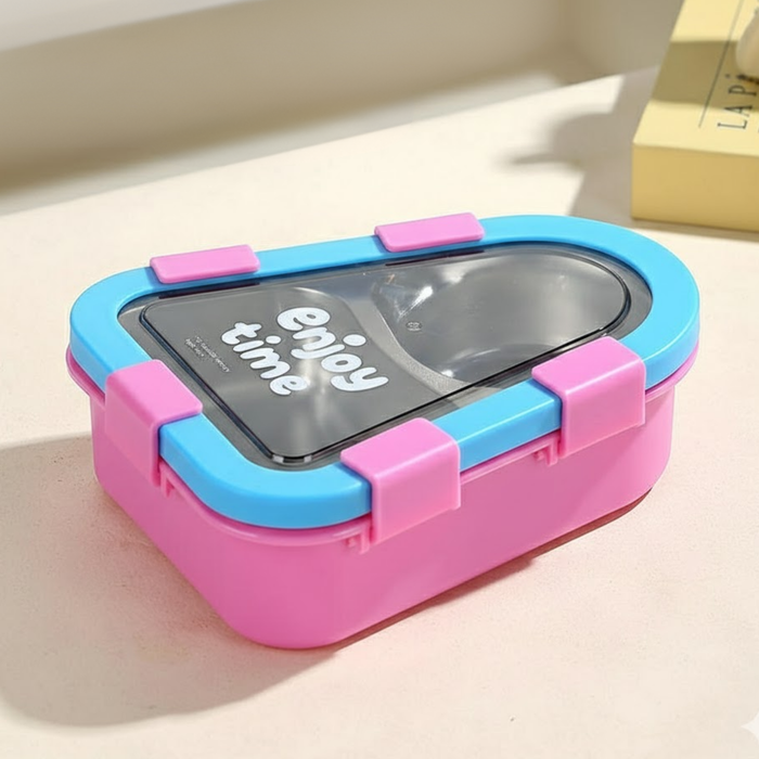 Kids- 470 ml SS lunch Box 304 Stainless Steel Enjoy Time Tiffin Box (price per pc)- 8x6x3 inch