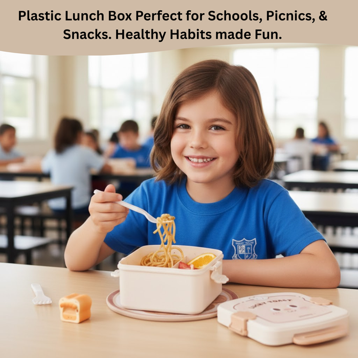 Kids- 1350 ml plastic Lunch Box plastic Box|Leak-Resistant, Lightweight Lunch Container for School & Travel-6x6x3 inch