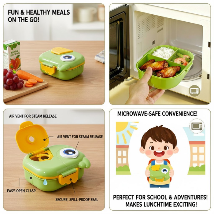 Kids- 750 ml plastic lunch box   (price per pc)|Leak-Resistant, Lightweight Lunch Container for School & Travel- 7x7x3 inch