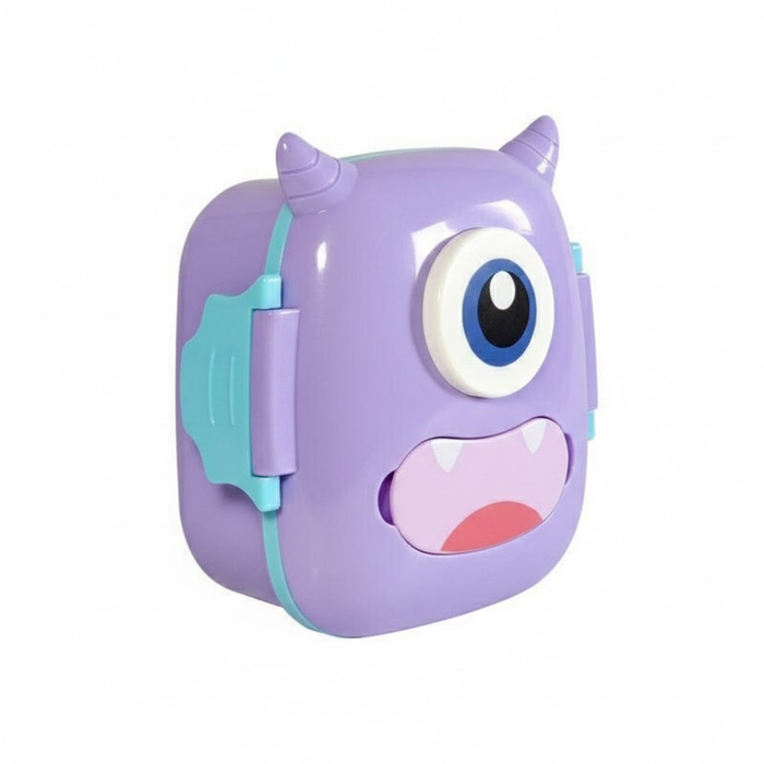 Kids- Lunch 750 ml food grade plastic monster shape|Leak-Resistant, Lightweight Lunch Container for School & Travel-7x7x3 inch