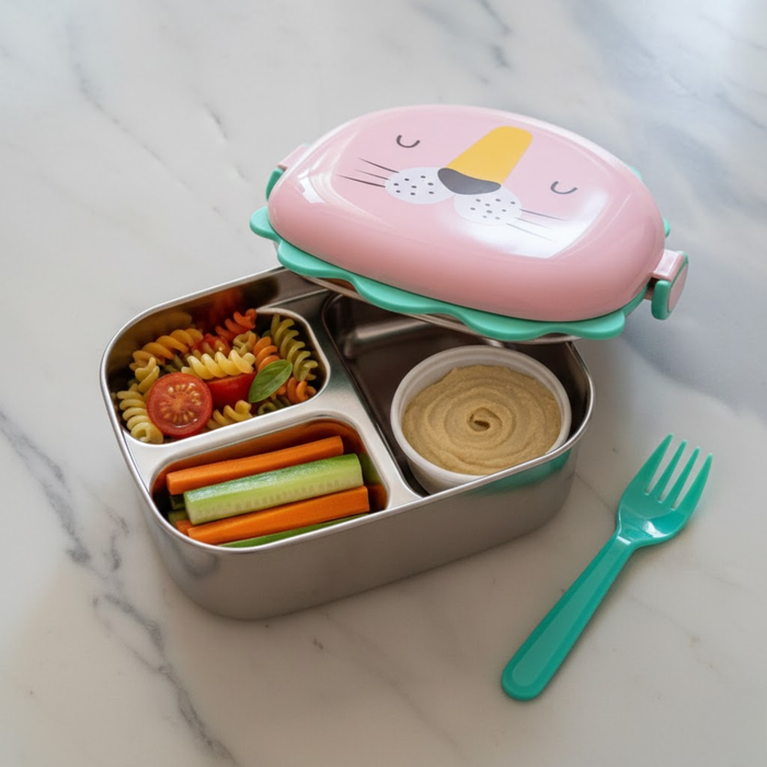Kids- 300 ml SS  Lunch Box Stainless Steel Lion Tiffin Box (price per pc)|Leak-Proof Tiffin Box for Kids | Premium School and Picnic Lunch Box-7.5x7.5x3 inch