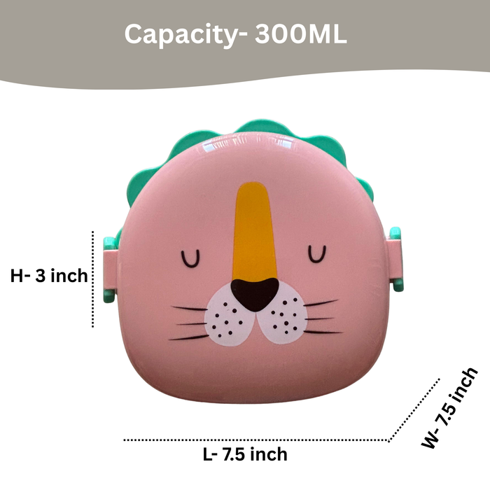 Kids- 300 ml SS  Lunch Box Stainless Steel Lion Tiffin Box (price per pc)|Leak-Proof Tiffin Box for Kids | Premium School and Picnic Lunch Box-7.5x7.5x3 inch