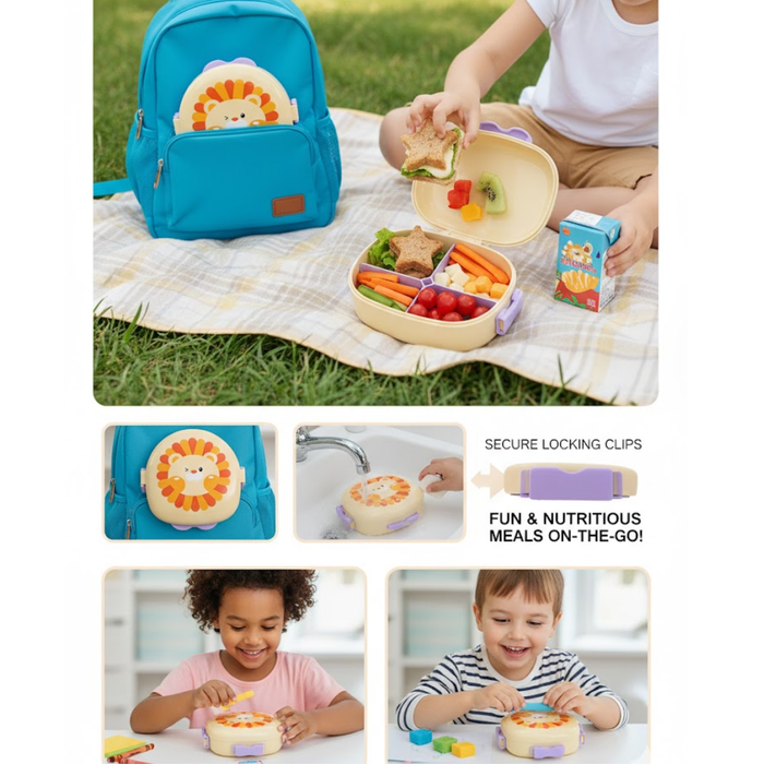 Wonderland Kids- 300 ml SS  Lunch Box Stainless Steel Lion Tiffin Box (price per pc)- 7.5x7.5x3 inch