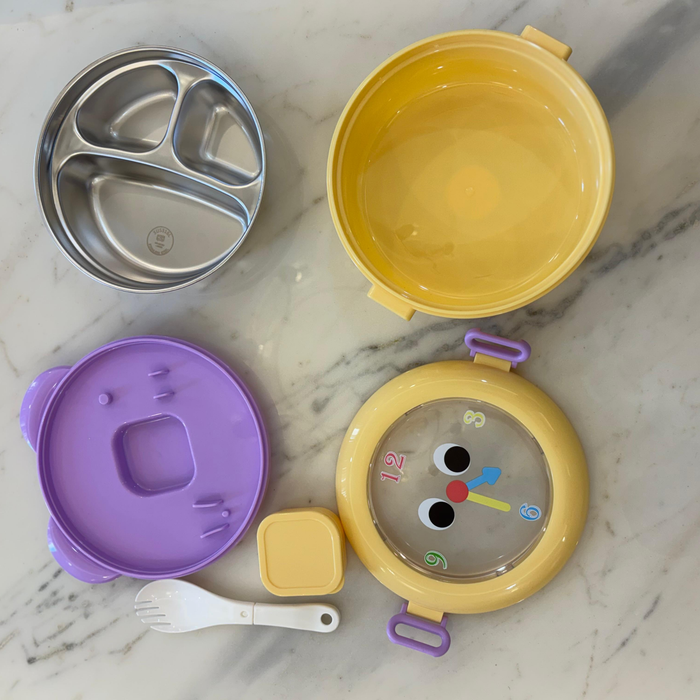 Kids- 300 ml Lunch Box Stainless Steel Round Tiffin  Box|Leak-Proof Tiffin Box for Kids | Premium School and Picnic Lunch Box-7x7x3 inch