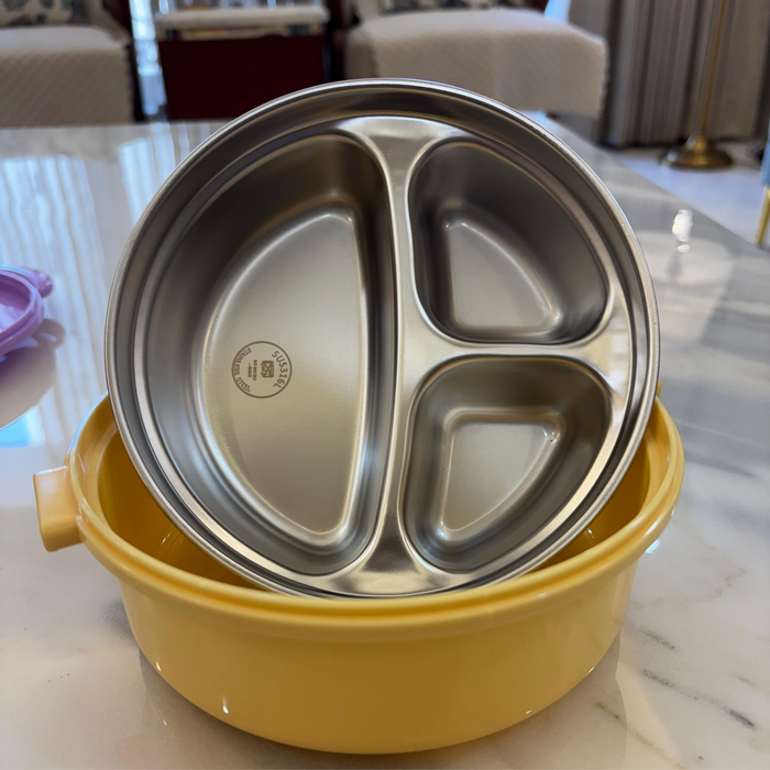 Kids- 300 ml Lunch Box Stainless Steel Round Tiffin  Box|Leak-Proof Tiffin Box for Kids | Premium School and Picnic Lunch Box-7x7x3 inch