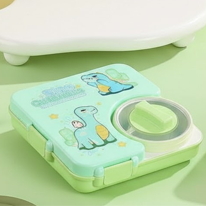 Kids- 850 ml SS Lunch box- 304 Stainless Steel Dino Cutness tiffin Box (price per pc)|Leak-Proof Tiffin Box for Kids | Premium School and Picnic Lunch Box- 8x9x2 inch