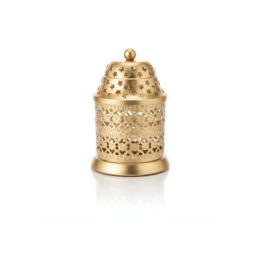 Intricate gold metal Jaali design candle holder|