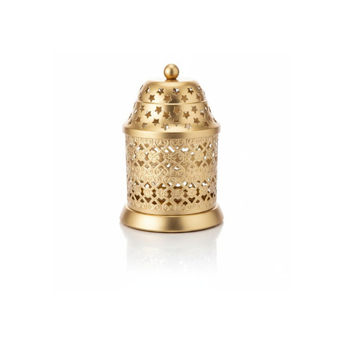 Intricate gold metal Jaali design candle holder|